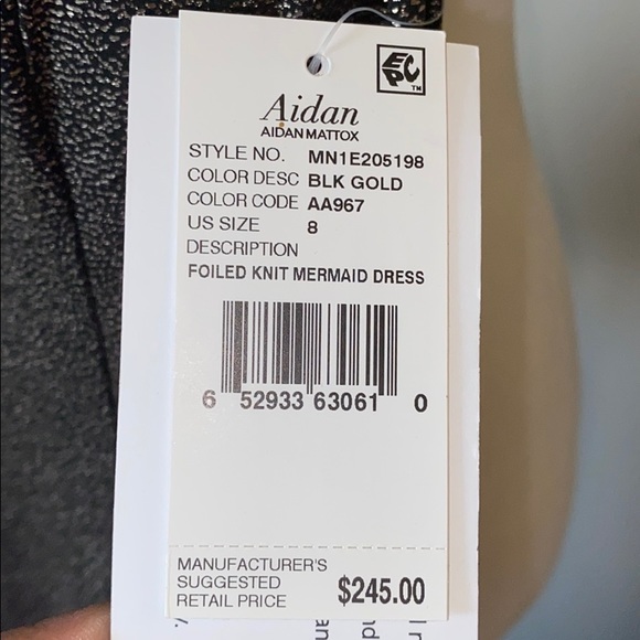 New Aidan Mattox Foil Mermaid Gown size 8 prom - Picture 3 of 11